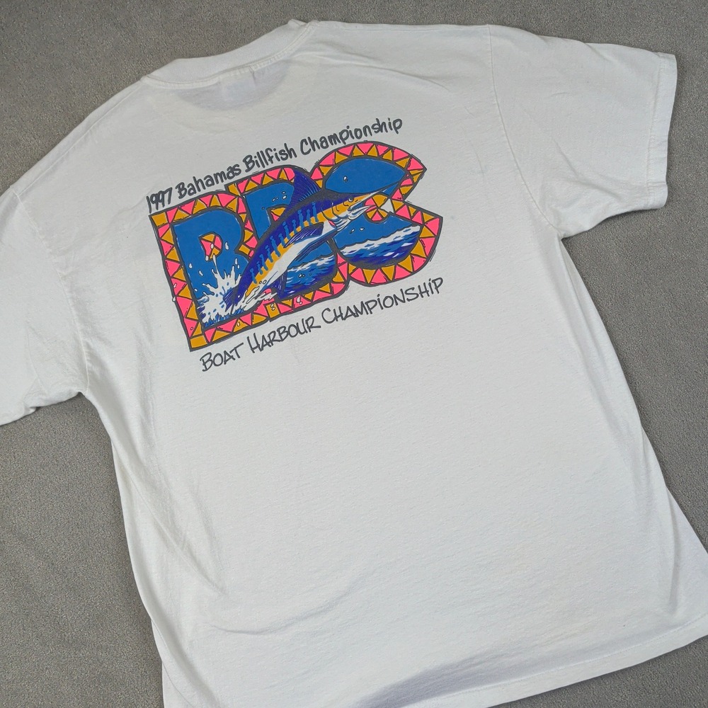 Hanes XL Mens Vintage 1997 Bahamas Billfish Championship Single Stitch T-Shirt